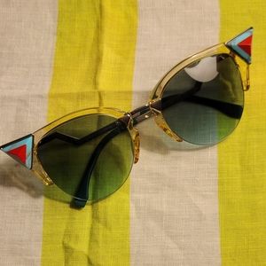 FENDI Cat Eye Sunglasses FF 0041/N/S C1EEQ AUTHENTIC with case.